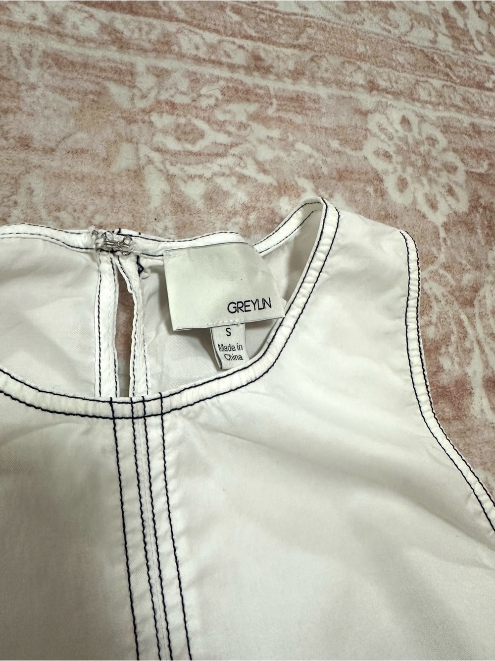 Cotton 🤍 Contrast Stitch Shell Top - Greylin - Picture 6 of 11